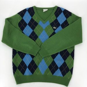 Lacoste Argyle V Neck Jumper Sweater 
